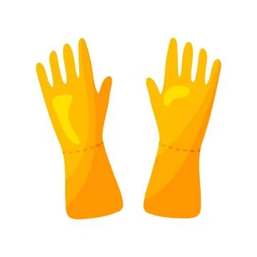Yellow Rubber Protective Gloves Flat Clipart Stock Illustration