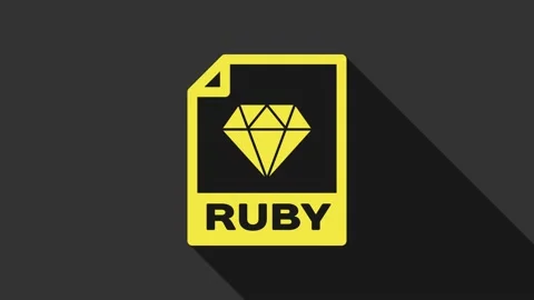 Yellow RUBY file document. Download ruby button icon isolated on grey background Stock Footage 147694377