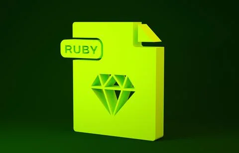 Yellow RUBY file document. Download ruby button icon isolated on green backgr Stock Illustration