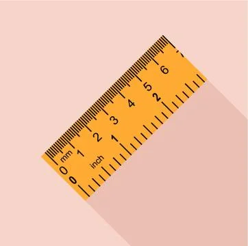 Yellow ruler, rectangular shape icon, flat style 스톡 일러스트