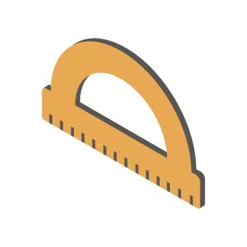 Yellow ruler on white background. Vector illustration in trendy Isometric style Stock Illustration