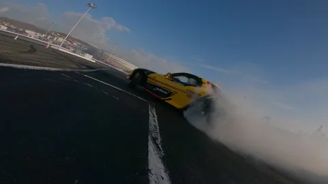 Yellow RX7 drift car 動画素材 147529405
