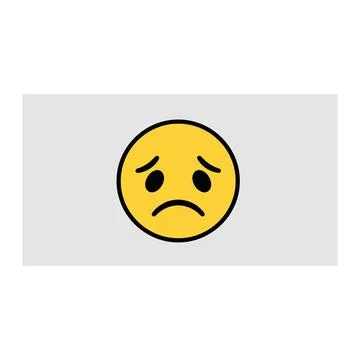 Yellow sad face icon simple vector graphic Stock Illustration