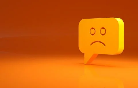 Yellow Sad smile icon isolated on orange background. Emoticon face. Minimalism Stock Illustration