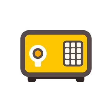 Yellow safe box providing security and money protection Illustrazione stock