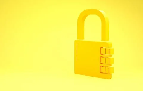 Yellow Safe combination lock icon isolated on yellow background. Combination  イラスト素材