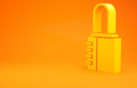 Yellow Safe combination lock icon isolated on orange background. Combination  스톡 일러스트