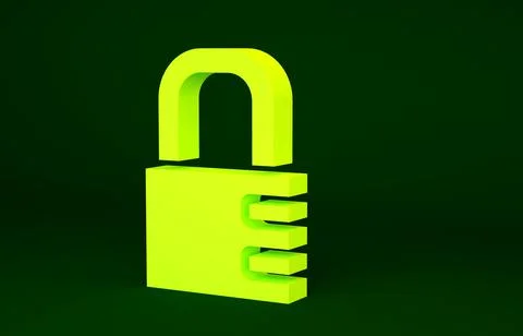 Yellow Safe combination lock icon isolated on green background. Combination p イラスト素材