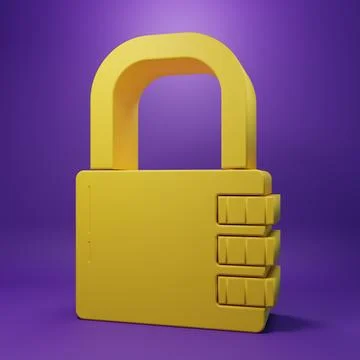 Yellow Safe combination lock icon isolated on purple background. Combinatio.. Illustrazione stock