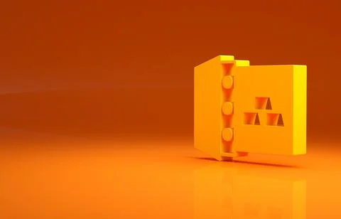 Yellow Safe with gold bars icon isolated on orange background. Precious metals Stock Illustration