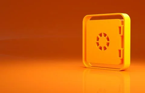 Yellow Safe icon isolated on orange background. The door safe a bank vault with イラスト素材