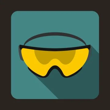 Yellow safety glasses icon, flat style Illustrazione stock