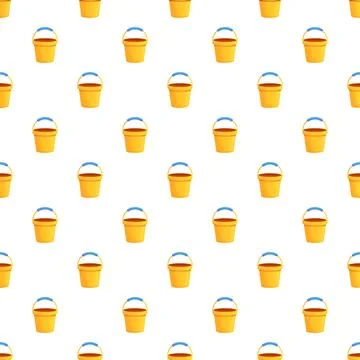 Yellow sand buckets repeating seamless pattern Stock Illustration