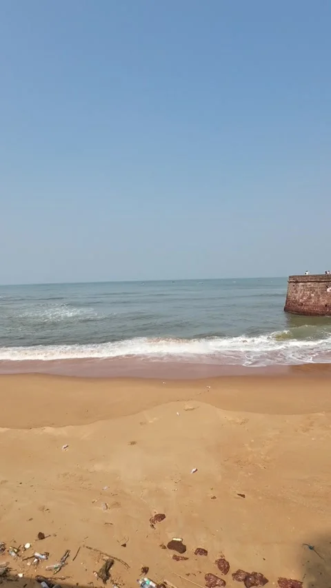 Yellow Sandy Beach With Rolling Waves And Sea Shore Stock Footage 300367970