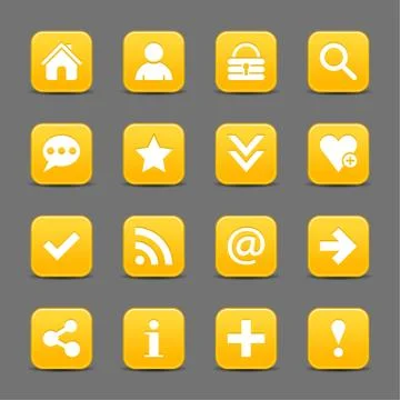 Yellow satin icon web button with white basic sign Stock-Illustration