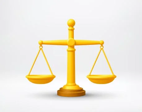 Yellow scale of justice 3D icon. Stock Illustration