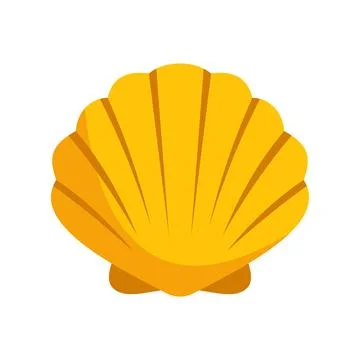 Yellow scallop shell creating summer beach marine icon Stock Illustration