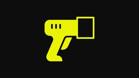 Yellow Scanner scanning bar code icon isolated on black background. Barcode Stock-Footage 233077050