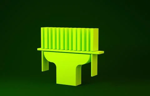 Yellow Scanner scanning bar code icon isolated on green background. Barcode l Stock Illustration