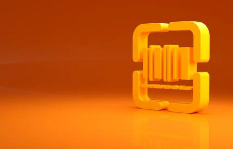 Yellow Scanner scanning bar code icon isolated on orange background. Barcode Stock-Illustration