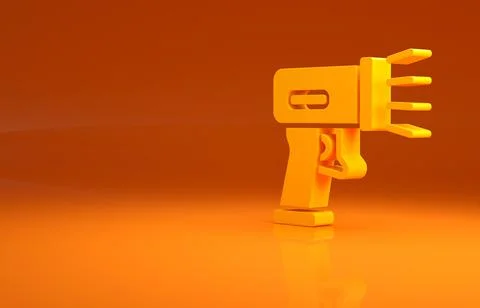 Yellow Scanner scanning bar code icon isolated on orange background. Barcode Stock-Illustration