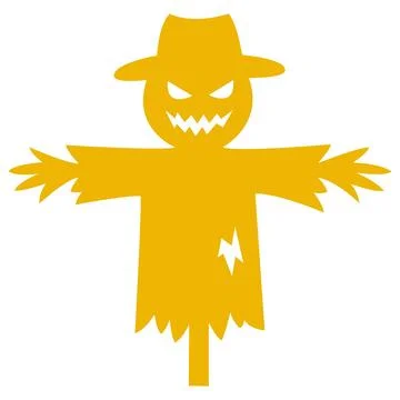 Yellow scarecrow character flat design halloween icon Stock Illustration