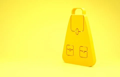 Yellow School backpack icon isolated on yellow background. Minimalism concept Illustrazione stock
