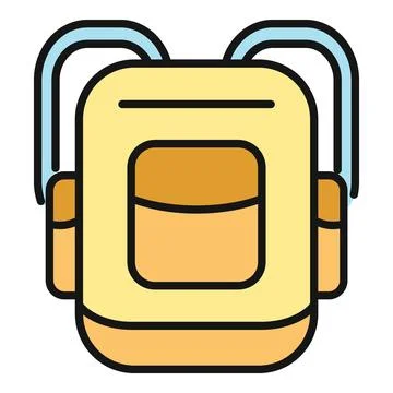 Yellow school backpack icon representing travel and education Stock Illustration