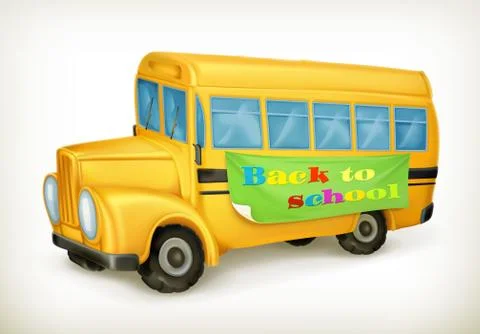 Yellow school bus, back to school vector icon Stock Illustration