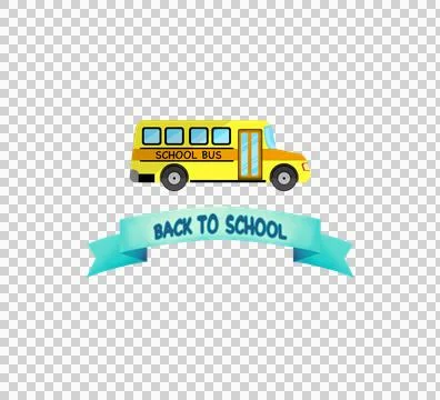 Yellow School Bus, Back to School Concept, transparent background PNG Stock Illustration