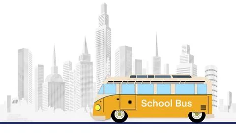 Yellow School Bus, Back to School Concept, Students Transportation Stock Illustration