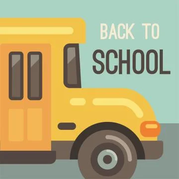 Yellow school bus flat illustration. Back to school Stock Illustration