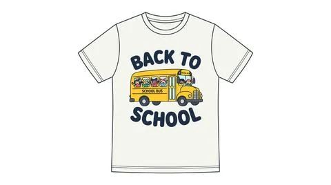 Yellow school bus illustration with text design for apparel print, t shirt Stock Illustration