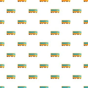 Yellow school bus pattern creating seamless background Stock Illustration
