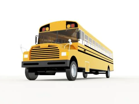 Yellow school bus rendered isolated on white background Stock Illustration