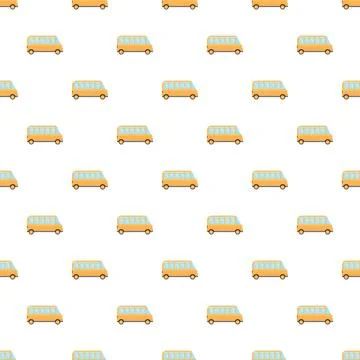Yellow school bus repeating seamless pattern Stock Illustration