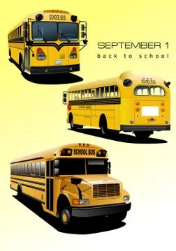 Yellow school bus. Vector illustration Illustrazione stock