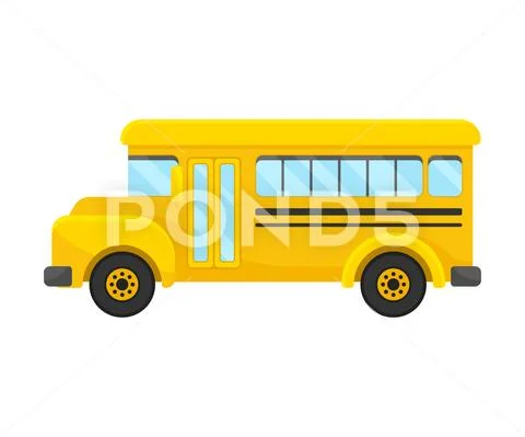 Yellow School Bus Vector Illustration Of Left Side Projection ...