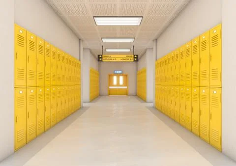 Yellow School Lockers Light Stock Illustration