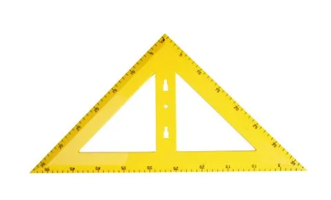 Yellow school triangle isolated on a white background Stock Photos