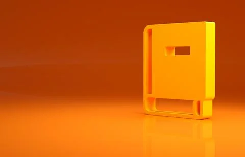 Yellow Science book icon isolated on orange background. Minimalism concept. 3d 스톡 일러스트
