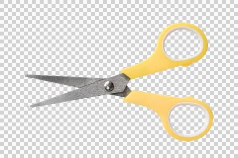 Yellow scissors isolated. Stock Photos
