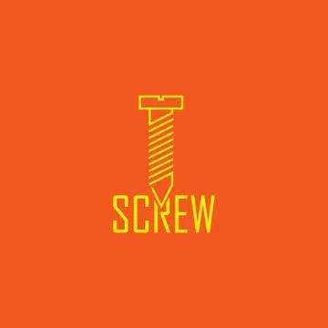 Yellow screw and text vector logo design with orange background Иллюстрация