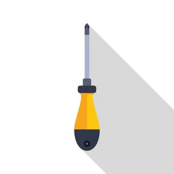 Yellow screwdriver casting shadow on white background Illustrazione stock