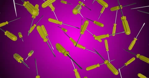 Yellow Screwdriver falling slow motion Video stock 238438189