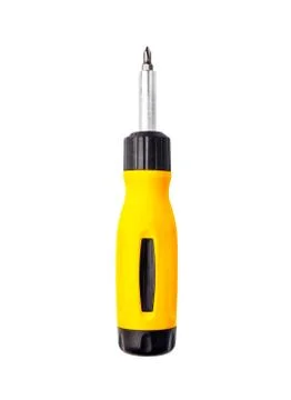 Yellow screwdriver isolated on white. Stock Photos