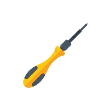 Yellow screwdriver lying on white background Illustration