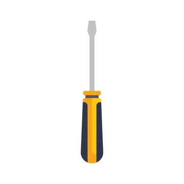 Yellow screwdriver standing on white background Stock Illustration