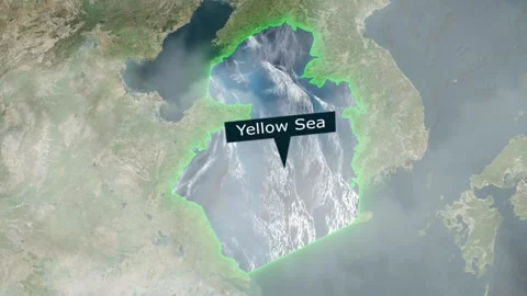 Yellow Sea Map - Clouds Effect Stock Footage 267557196