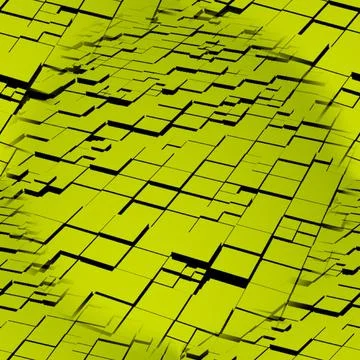 Yellow seamless abstraction with moving square elements, cold light.  Stock Illustration